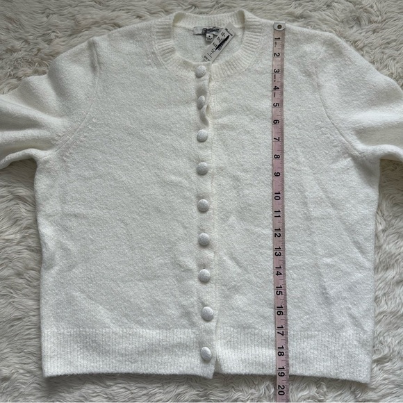 Madewell Sweater Cotton-Blend Cardigan Covered Buttons Winter White M NWT New - Picture 11 of 12